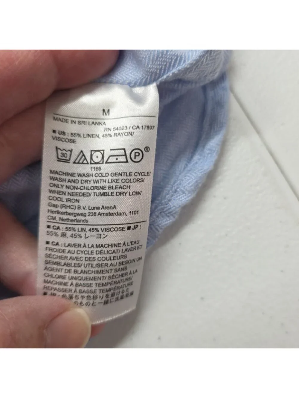 Banana Republic Slim Linen Rayon Blend Button Front Shirt Mens Med Light Blue